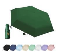 EEPLUYTY Ombrelli Portatile Con 6 Nervature, 6 Stecche Portatile Mini Ombrello Da Tasca, Ombrello Pieghevole Manuale Compatto Comodo e Portatile, Anti-Tempesta Ombrello Piccolo -Verde Scuro