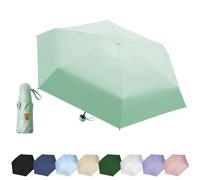 EEPLUYTY Ombrelli Portatile Con 6 Nervature, 6 Stecche Portatile Mini Ombrello Da Tasca, Ombrello Pieghevole Manuale Compatto Comodo e Portatile, Anti-Tempesta Ombrello Piccolo -Verde Chiaro