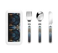 Eerie Elephant Set di stoviglie per bambini da 3 pezzi, set di posate riutilizzabili con coltello, forchetta e cucchiaio, stoviglie portatili per la protezione degli alimenti per bambini