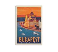 EERS Budapest - Poster decorativo da parete in stile vintage, motivo: Ungheria, su tela, stampa moderna, per camera da letto, per camera da letto, 30 x 45 cm