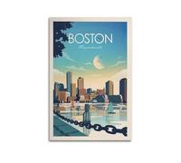 EERS Poster vintage da parete con stampa di Boston, poster decorativo da parete su tela, stile moderno, per camera da letto, 30 x 45 cm