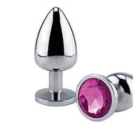 EESH® ANAL PLUG IN METALLO CROMATO CON GIOIELLO ROSA TG M SADOMASO BDSM FETISH