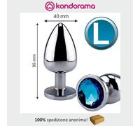 EESH® stimolatore anale in metallo metal anal plug tg L large gioiello blu mm 95