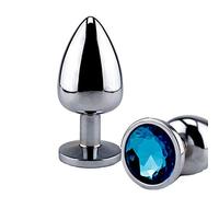 EESH® PLUG IN METALLO CROMATO CON GIOIELLO BLU TG L SADOMASO BDSM FETISH