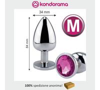 EESH® stimolatore anale in metallo metal anal plug tg M gioiello rosa mm 84 x 34