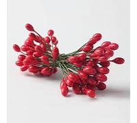 EESLL 200 bacche artificiali di agrifoglio, 200 fili, 400 fili, mini bacche di frutta di Natale, bacche di agrifoglio rosse su filo, bacche finte per fai da te artigianato ghirlanda