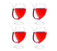 EESLL Bicchiere da vino, set di 4 bicchieri da vampiro creativi, bicchieri da cocktail con cannuccia, tazza di succo di frutta, bicchieri da vino in vetro trasparente, 300 ml