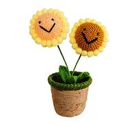EESLL Fiori artificiali in lana lavorata a maglia, fasci di girasoli floccati, girasoli di lana all'uncinetto, fiori finti artificiali con vasi per la decorazione della casa
