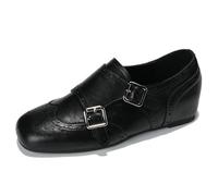 Eestfy Brogue Vintage Donna Mocassini a Punta Alata Traforata Scarpe Monk Strap Classiche per Uscite Casual e Scuola Scarpe retrò,Nero,35 EU
