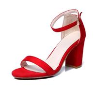 Eestfy Décolleté con Tacco A Blocchetto da Ufficio Donna Sandali Eleganti A Punta con Cinturino alla Caviglia Tacco Medio Scarpe da Lavoro per Riunioni di Affari E Pendolarismo,Rosso,50 EU