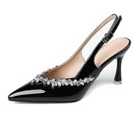 Eestfy Decolleté con Tacco Alto e Allacciatura a T Donna a Punta a Punta Pelle Verniciata Tacco Stiletto Scarpe Eleganti Scarpe da Sera Slip On per Festa Sera e Cerimonia di Matrimonio,Black 5cm,40 EU