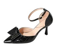 Eestfy Décolleté Eleganti Punta a Punta Tacco a Spillo, Scarpe D'Orsay con Fiocco per Matrimonio e Cerimonia Taglie Forti,Nero,38 EU