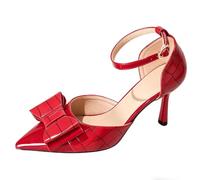 Eestfy Décolleté Eleganti Punta a Punta Tacco a Spillo, Scarpe D'Orsay con Fiocco per Matrimonio e Cerimonia Taglie Forti,Burgundy,37 EU