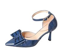 Eestfy Décolleté Eleganti Punta a Punta Tacco a Spillo, Scarpe D'Orsay con Fiocco per Matrimonio e Cerimonia Taglie Forti,Navy Blue,42 EU