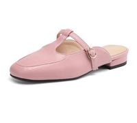 Eestfy Mules Basse di Moda Donna Punta Chiusa Fascia A T Slip On Senza Retro Punta Quadrata Sandali Casual per Stile da Strada E Outfit Quotidiano,Rosa,35 EU