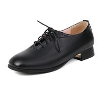 Eestfy Oxford Basse da Donna Scarpe con Lacci Punta Quadrata Tacco Basso per Uniforme Scolastica E Passeggiate nel Campus Ultra Fibra Traspirante Taglia Grande,Nero,37 EU