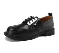 Eestfy Oxford Brogues Classiche Donna Punta Tonda Tacco Basso a Blocco Pelle PU Lacci Basse Design Vintage Punta Bassa Look Bicolore Comode per Ufficio e Scuola,Nero,35 EU