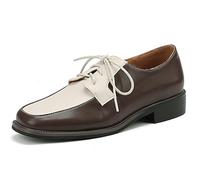 Eestfy Oxford con Lacci Donna Bicolore Punta Tonda Tacco Basso Scarpe Basse per Ufficio E Riunioni di Lavoro Pelle PU Tacco Largo,Marrone,41 EU