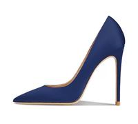 Eestfy Pump Eleganti Donna Satin Punta Accuminata Tacco a Spillo Classici Slip On Tacco Alto Scarpe di Corte da Sera per Matrimonio e Festa Formale,Dark Blue,36 EU