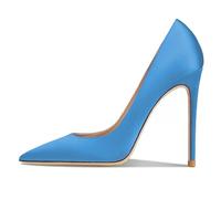 Eestfy Pump Eleganti Donna Satin Punta Accuminata Tacco a Spillo Classici Slip On Tacco Alto Scarpe di Corte da Sera per Matrimonio e Festa Formale,Sky Blue,39 EU