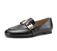 Eestfy Scarpe Basse Professionali da Donna Mocassini Eleganti da Ufficio per Lavoro Aziendale e Colloqui Slip On Tinta Unita Lucida,Nero,34 EU