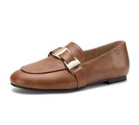 Eestfy Scarpe Basse Professionali da Donna Mocassini Eleganti da Ufficio per Lavoro Aziendale e Colloqui Slip On Tinta Unita Lucida,Marrone,42 EU