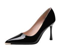 Eestfy Scarpe con Tacco Donna Pelle Verniciata Punta Accuminata Tacco a Spillo Pumps Classici Stiletti Professionali Slip On Scarpe da Sera per Ufficio e Ricevimento Serale,Black 5cm,39 EU