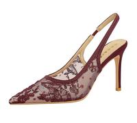 Eestfy Scarpe con Tacco Slingback in Pizzo da Sposa Punta Aguzza Stiletto Tacchi da Sposa Eleganti Scarpe in Mesh per Cerimonia E Ricevimento Design Leggero Traspirante,Burgundy,36 EU