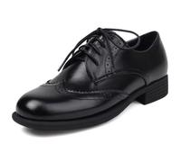 Eestfy Scarpe Oxford Donna Classiche Brogue Allacciate Punta Rotonda Tacco Basso Dettaglio Traforato Stile Britannico retrò Comode per Ufficio E Strada,Nero,35 EU