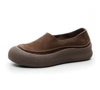 Eestfy Slip On Donna Pelle di Manzo Piattaforma Mocassini Punta Tonda Comfort Scarpe Basse Casual Camminata Slip On Trainers per Abbigliamento Quotidiano e Viaggio,caffè,39 EU