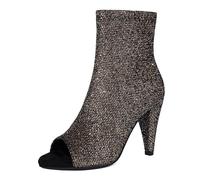 Eestfy Stivaletti alla Caviglia Primavera Estate con Punta Aperta Donna Tacco A Blocco Scarpe Eleganti per Abbigliamento Casual E Vacanza Paillettes Glitterate Cerniera Laterale,d'oro,35 EU