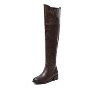 Eestfy Stivali Premium in Pelle Oltre Il Ginocchio da Donna Zip Laterale Tacco Largo Stile Cavalcata Vintage Stivali Lunghi per Moda Invernale Lavoro Ufficio Streetwear,Dark Browne,41 EU