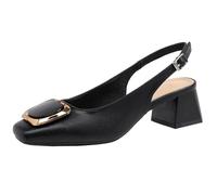 Eestfy Tacchi Slingback Stile Francese Donna Sandali Eleganti A Punta Quadrata con Tacco A Blocchetto Medio Scarpe alla Moda per Uscite nel Weekend E Appuntamenti Serali Morbide,Nero,34 EU