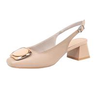 Eestfy Tacchi Slingback Stile Francese Donna Sandali Eleganti A Punta Quadrata con Tacco A Blocchetto Medio Scarpe alla Moda per Uscite nel Weekend E Appuntamenti Serali Morbide,Cachi,42 EU