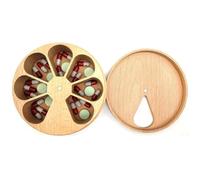 Eeuye Scatola Decorativa per Gioielli, Scatola per Medicinali, Scatola di Legno con Classificazione Multi-Griglia, Scatola di Legno Rotonda per Pillole