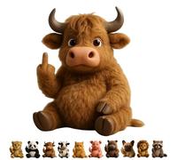 Eevhrqw Middle Finger Plush Animal Toy,attitude Animal, Highland Cow,Funny Soft Finger Animals,Stress Relief Decor Gift,Unique Gifts for Home Office Decor-G