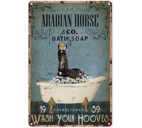 Eeypy Decorazione per il bagno per mensole, vintage, sapone da bagno, cavallo arabo, lavare i tuoi zoccoli, cartello in metallo decorativo in stagno cartello in alluminio da parete poster in metallo