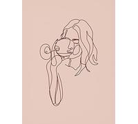Eeypy Targa da parete in metallo con scritta "Girl Drinking Wine Holding a Wine Glass Line Art Femminile Minimalista"