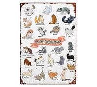 Eeypy Targa in metallo vintage per cucina con guida a forma di gatto, stampa di tipi di gatti, immagine di gattini, decorazione da parete per la casa, regalo per amanti dei gatti, decorazione per la