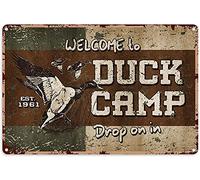 Eeypy Welcome Home Welcome to Duck Camp Drop on in Metal Sign Decor Tin Aluminium Sign Wall Art Poster in metallo per casa, soggiorno, veranda, cortile, 40,6 x 30,5 cm