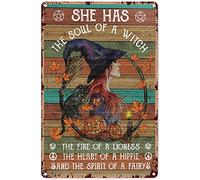 Eeypy Witch Signs and Plaques Witch She Has The Soul of A Witch Fall Autumn Witch Witch Poster in metallo 20,3 x 30,5 cm, 30,5 x 20,3 cm