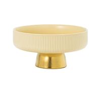 EEYZD Ciotola Frutta in Ceramica,Cestino Frutta piedistallo Rotondo in Oro,Piatto Decorativo Frutta Cucina Moderno,Vassoio per Esposizione di Frutta e Dessert in Insalata,Beige,11in