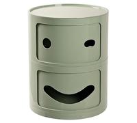 EEYZD Simpatico Comodino Rotondo a 2 Livelli Faccina Sorridente portaoggetti Porta Scorrevole,tavolino in Stile Moderno,tavolino caffè,Contenitore per contenitori,Matcha