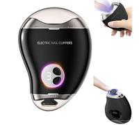 EEYZD Tagliaunghie elettrico automatico 2 in 1,tagliaunghie ricaricabile tramite USB,estrattore di polvere per unghie,contenitore clip unghie per assistenti,bambini,anziani,adulti,Nero