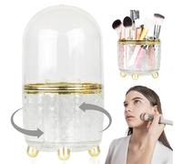 EF&N Lab Porta Trucchi Organizer Rotante 360 Gradi - Portapennelli da Trucco Chiuso con Campana Trasparente Elegante e Compatto
