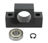 EF12 Ball Screw Support with Bearing | High Carbon Steel Ballscrew Mount Block for CNC Router/Lathe/Automation Equipment | Fe3O4 Oxidation Layer, 10mm Bearing