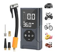 EFaith Compressore Ad Aria Portatile, gonfiatore pneumatici auto, Pompa Per Velo Gonfiatore Elettrico, Gonfiatore Pneumatico Senza Fili con Batteria 3600mAh & 12V DC, LED e Spegnimento Automatico Per