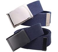 EFARMA Cintura Elastica in Tessuto Elasticizzato, Cintura Uomo Donna Cinture in Tela di Cotone Taglie Forti con Fibbia Ribaltabile Militare, 2 Pezzi (Color : Blue, Size : Length 145cm)