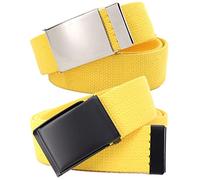 EFARMA Cintura Elastica in Tessuto Elasticizzato, Cintura Uomo Donna Cinture in Tela di Cotone Taglie Forti con Fibbia Ribaltabile Militare, 2 Pezzi (Color : Yellow, Size : Length 115cm)