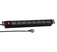 EFB - Ciabatta elettrica da 19 pollici, 16 prese USB A con interruttore da 3 m, colore: Nero
